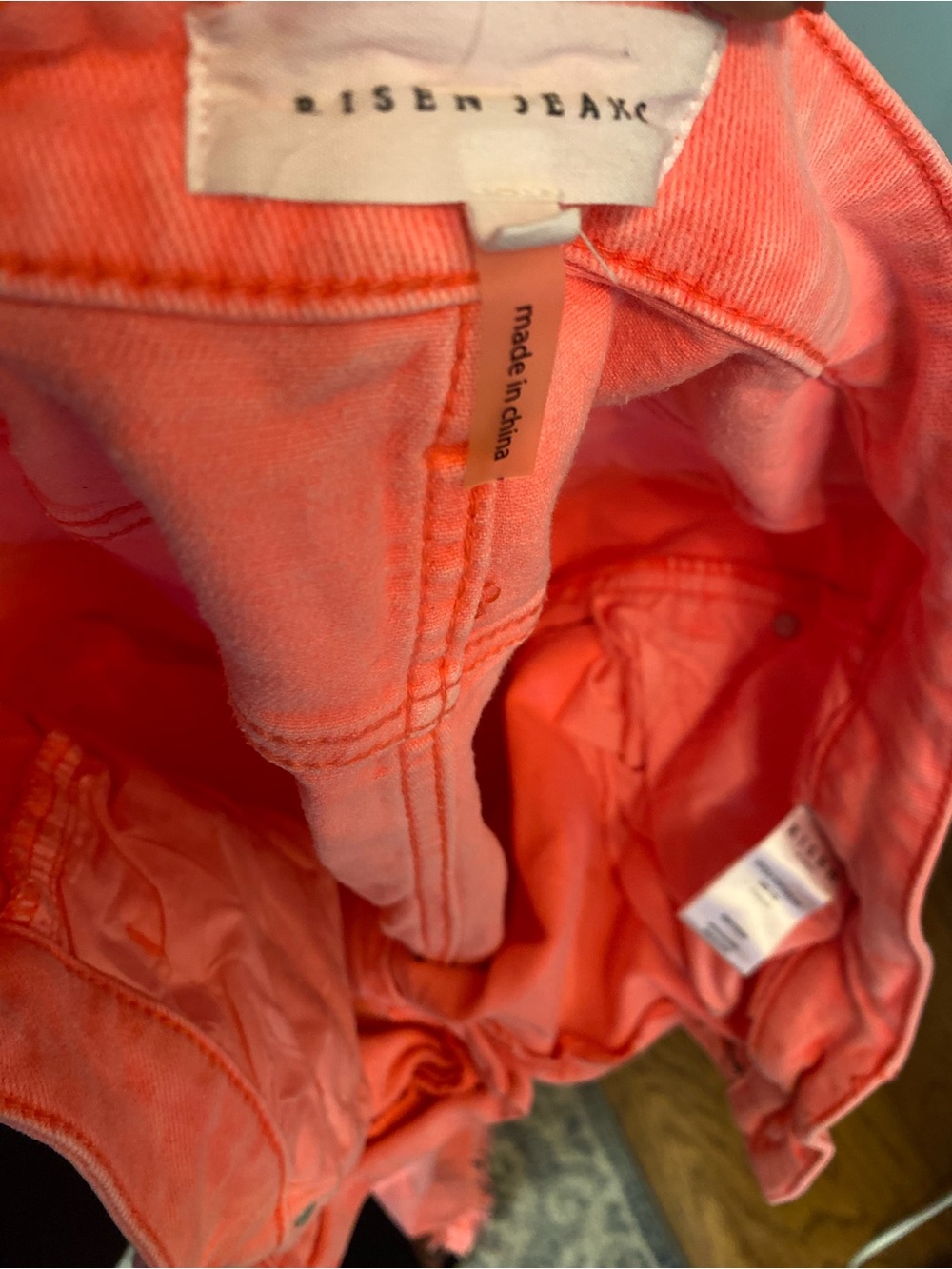 High-Rise Coral Distressed Cropped Jeans - Picture 4 of 4